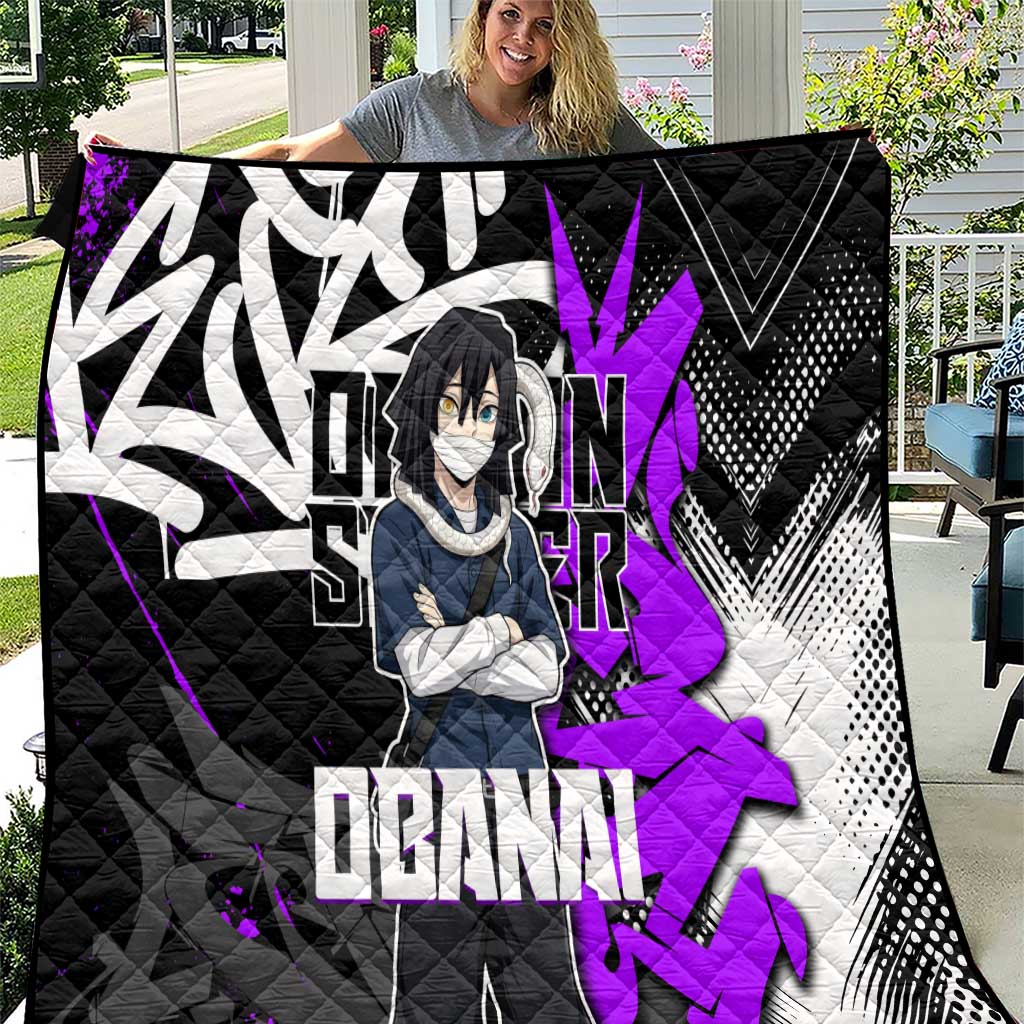 Obanai Iguro Demon Slayer Quilt Purple Graffiti Anime Style