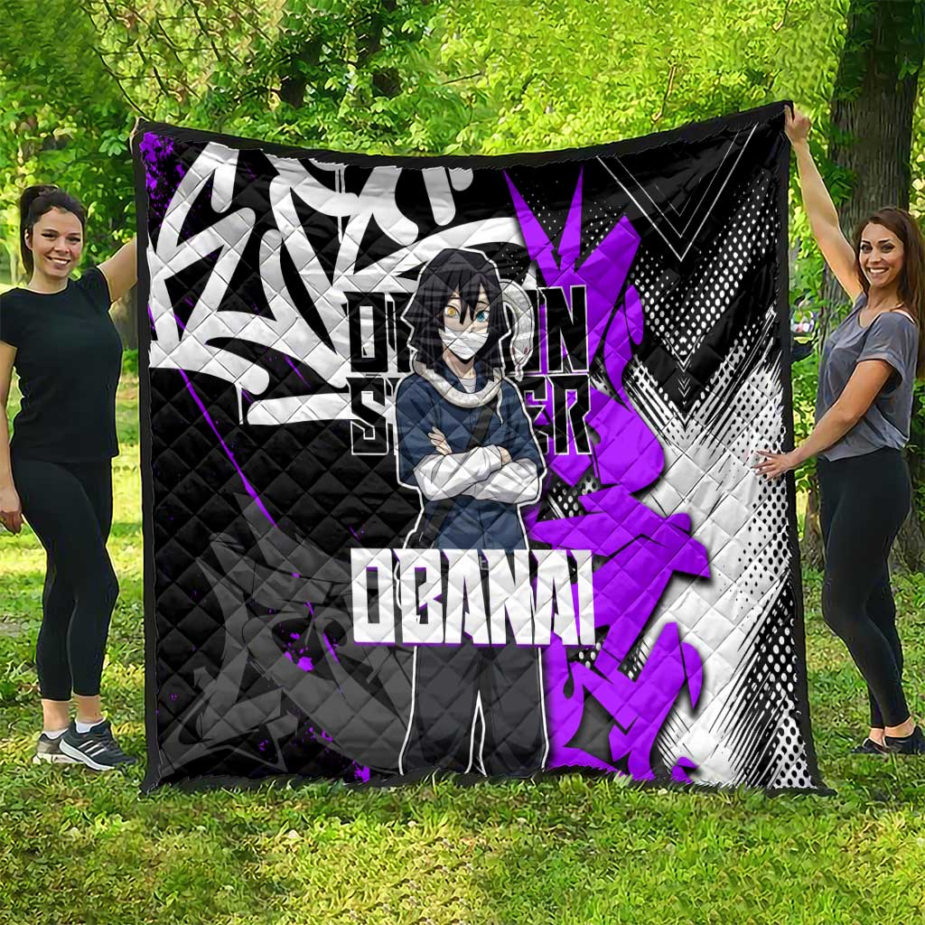 Obanai Iguro Demon Slayer Quilt Purple Graffiti Anime Style
