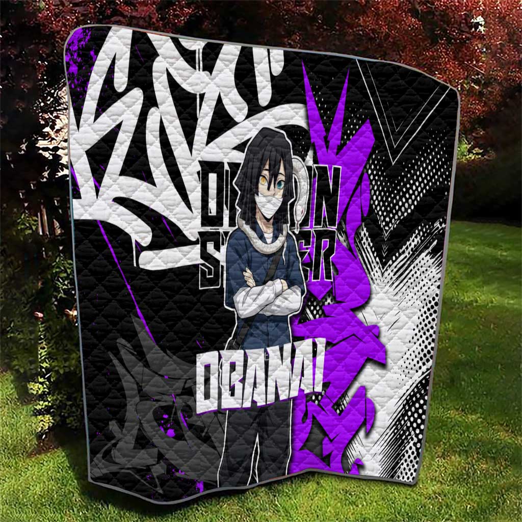 Obanai Iguro Demon Slayer Quilt Purple Graffiti Anime Style