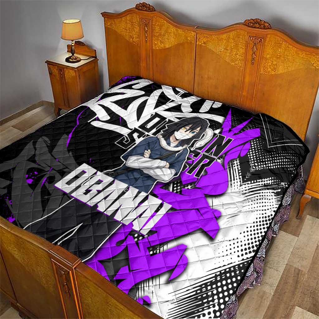 Obanai Iguro Demon Slayer Quilt Purple Graffiti Anime Style