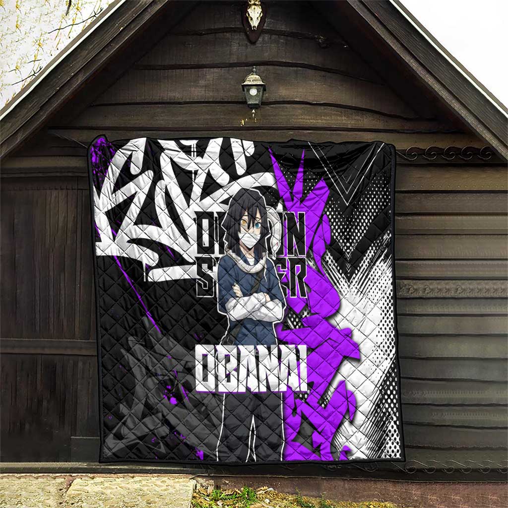 Obanai Iguro Demon Slayer Quilt Purple Graffiti Anime Style