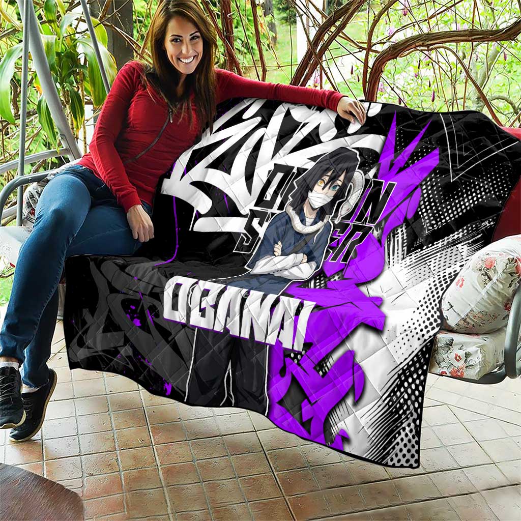 Obanai Iguro Demon Slayer Quilt Purple Graffiti Anime Style