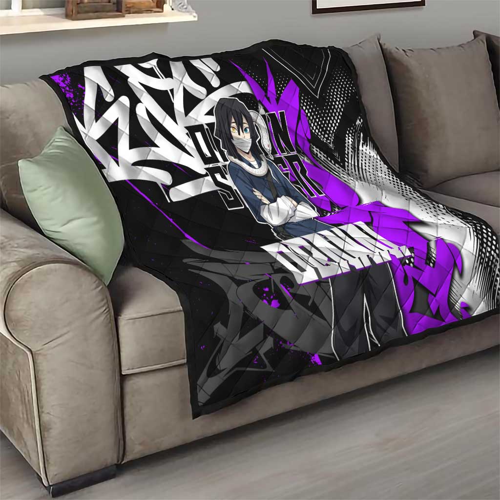Obanai Iguro Demon Slayer Quilt Purple Graffiti Anime Style