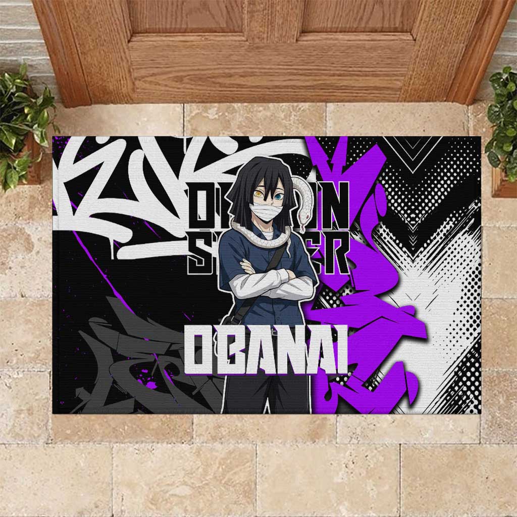 Obanai Iguro Demon Slayer Rubber Doormat Purple Graffiti Anime Style