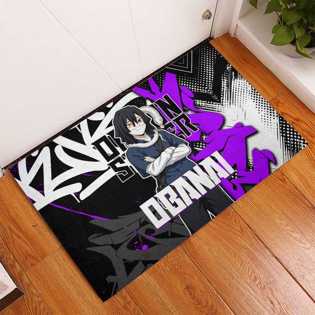 Obanai Iguro Demon Slayer Rubber Doormat Purple Graffiti Anime Style