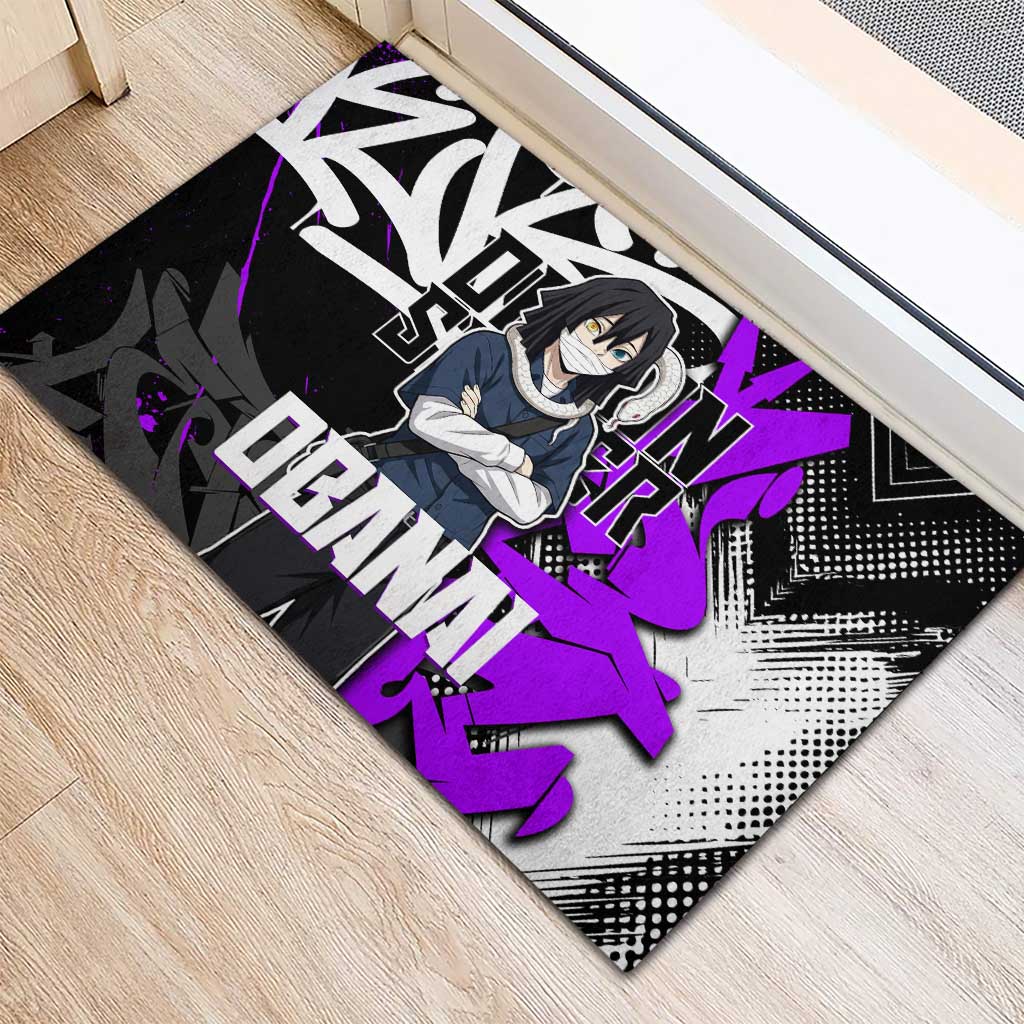 Obanai Iguro Demon Slayer Rubber Doormat Purple Graffiti Anime Style