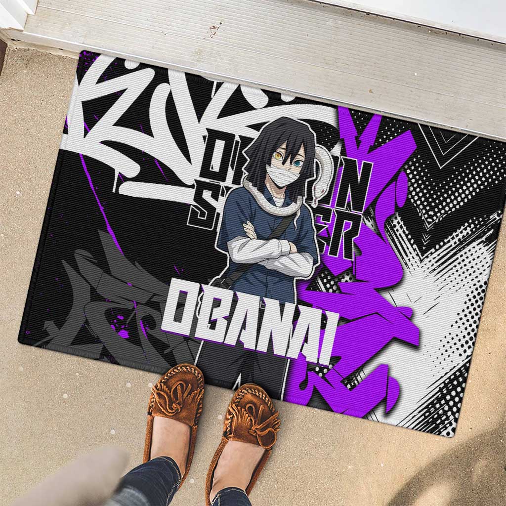 Obanai Iguro Demon Slayer Rubber Doormat Purple Graffiti Anime Style