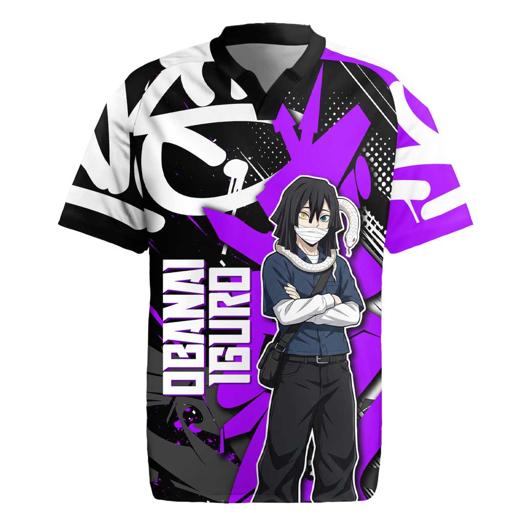 Obanai Iguro Demon Slayer Rugby Jersey Purple Graffiti Anime Style