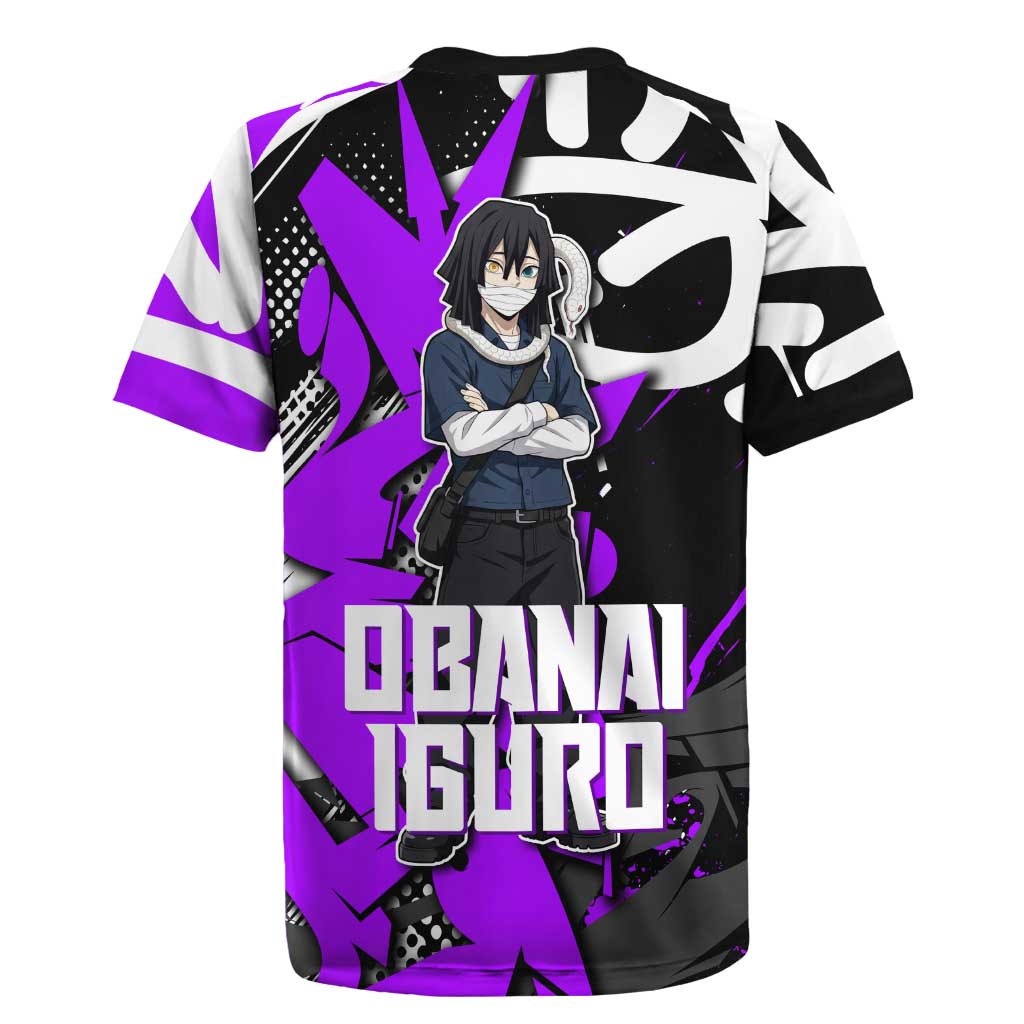 Obanai Iguro Demon Slayer Rugby Jersey Purple Graffiti Anime Style