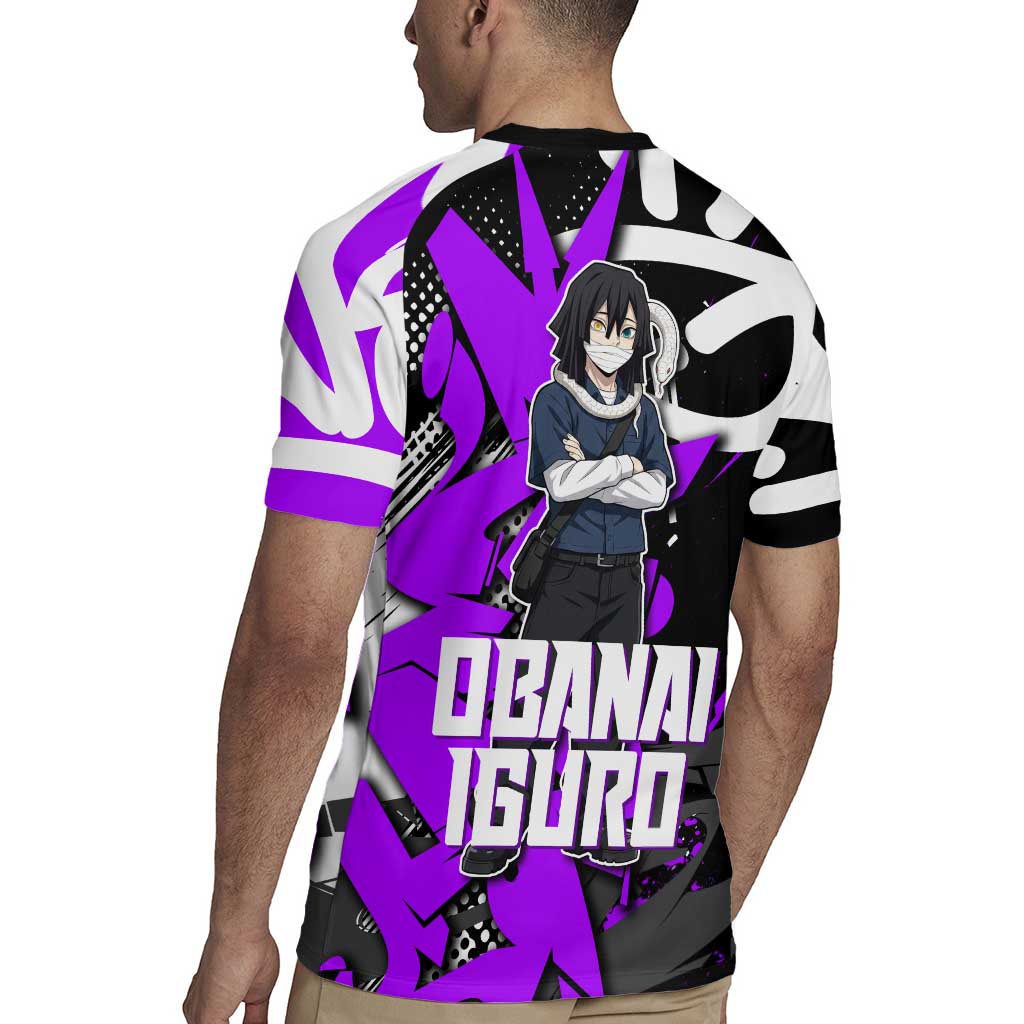 Obanai Iguro Demon Slayer Rugby Jersey Purple Graffiti Anime Style