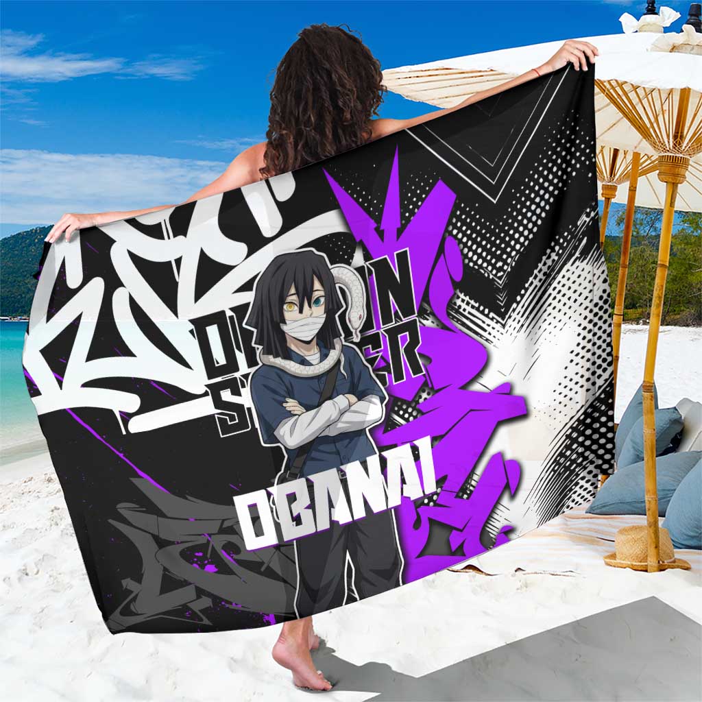 Obanai Iguro Demon Slayer Sarong Purple Graffiti Anime Style