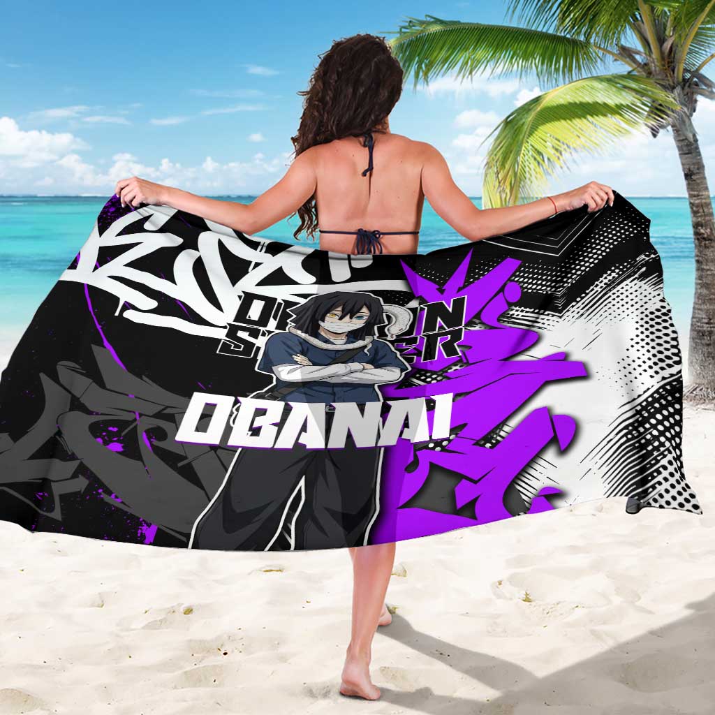Obanai Iguro Demon Slayer Sarong Purple Graffiti Anime Style