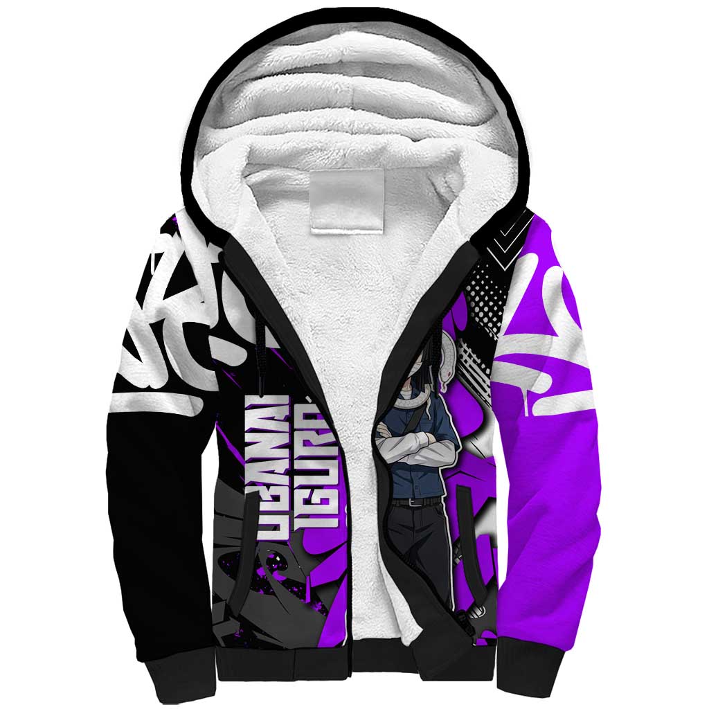 Obanai Iguro Demon Slayer Sherpa Hoodie Purple Graffiti Anime Style