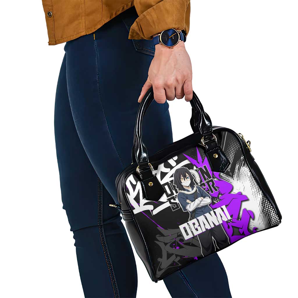Obanai Iguro Demon Slayer Shoulder Handbag Purple Graffiti Anime Style