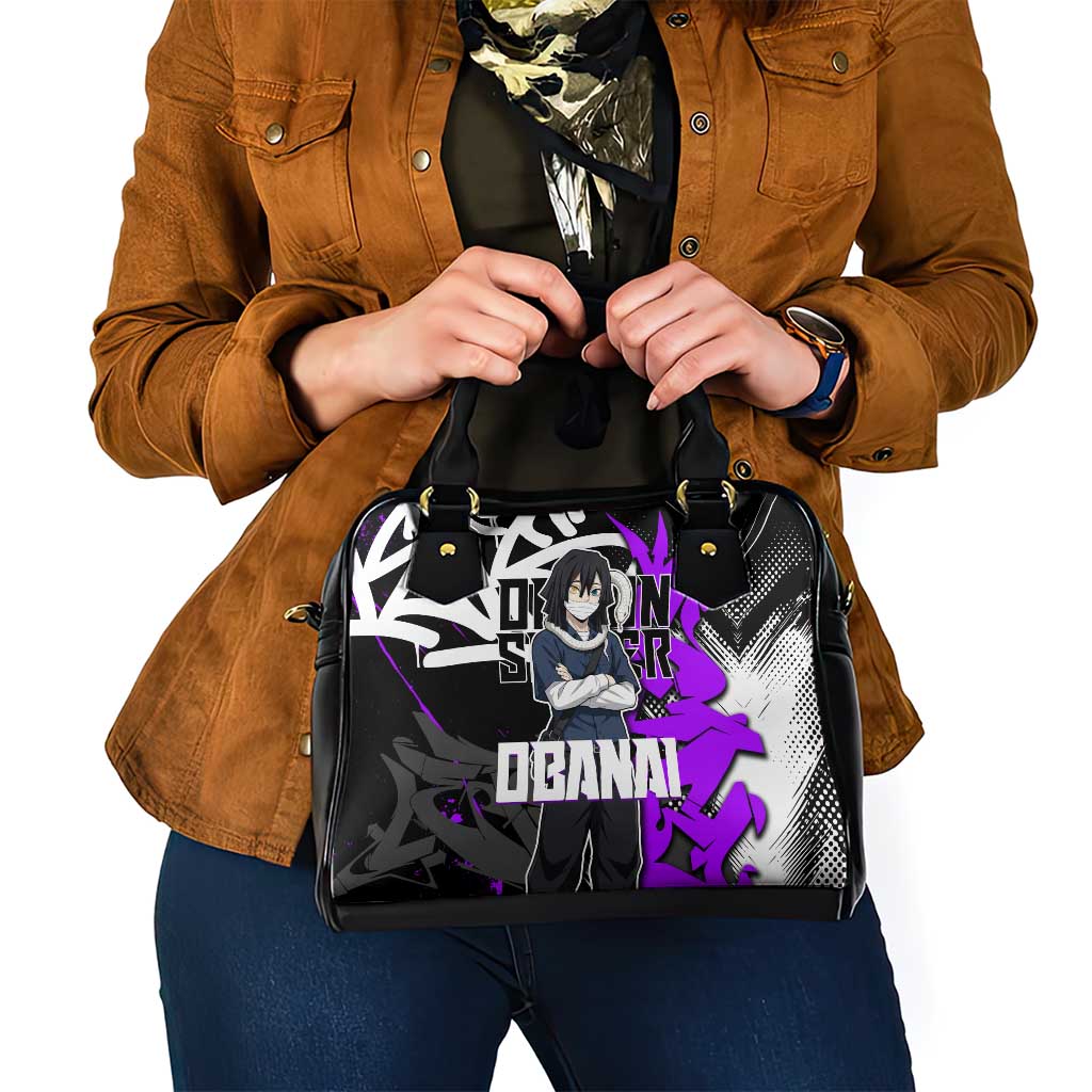 Obanai Iguro Demon Slayer Shoulder Handbag Purple Graffiti Anime Style