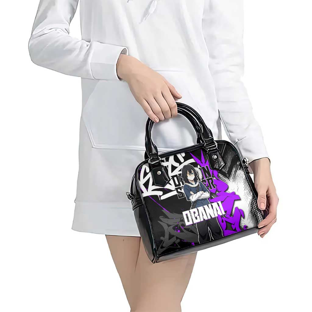 Obanai Iguro Demon Slayer Shoulder Handbag Purple Graffiti Anime Style