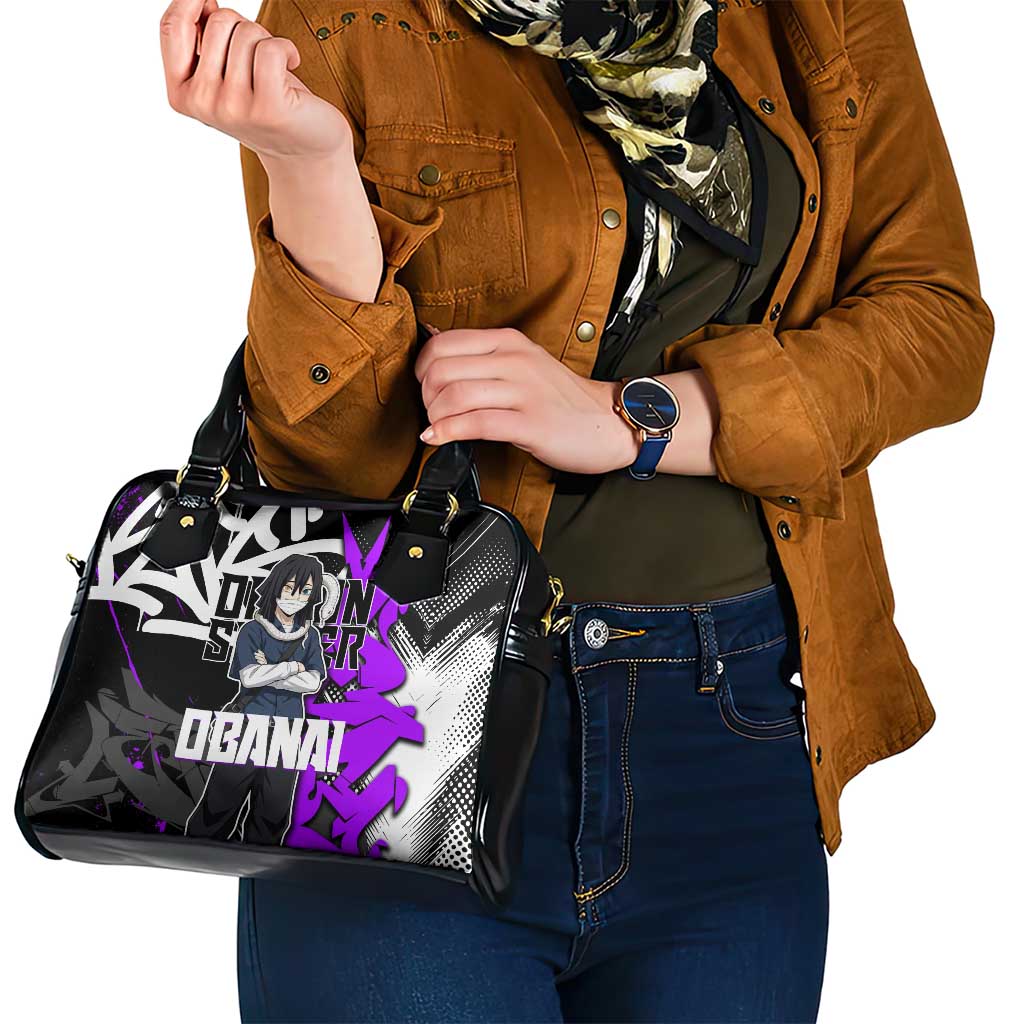 Obanai Iguro Demon Slayer Shoulder Handbag Purple Graffiti Anime Style