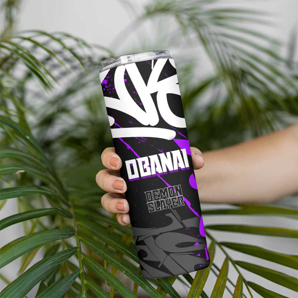 Obanai Iguro Demon Slayer Skinny Tumbler Purple Graffiti Anime Style