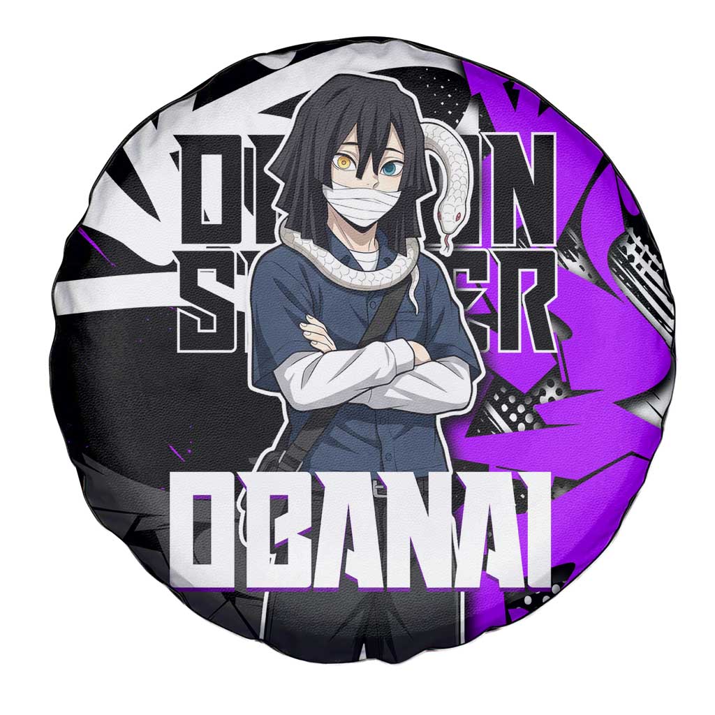 Obanai Iguro Demon Slayer Spare Tire Cover Purple Graffiti Anime Style