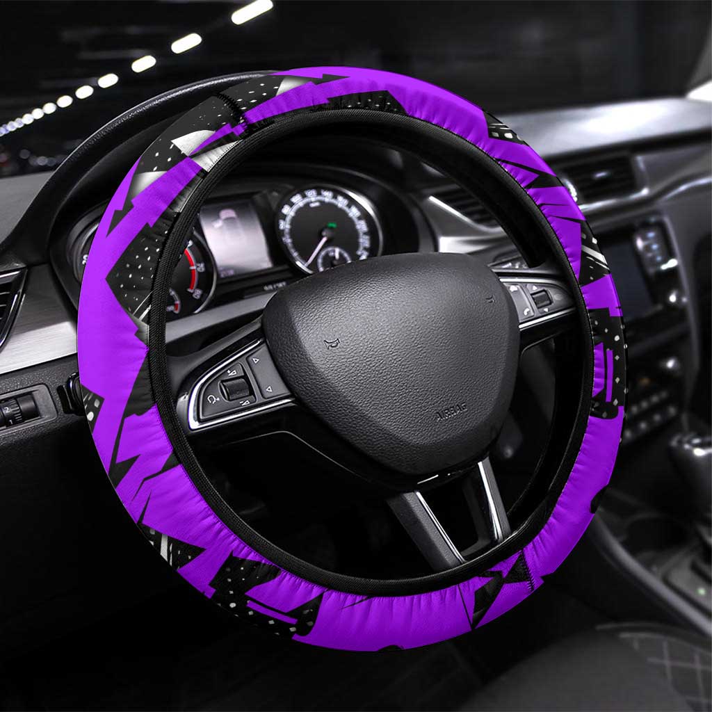 Obanai Iguro Demon Slayer Steering Wheel Cover Purple Graffiti Anime Style