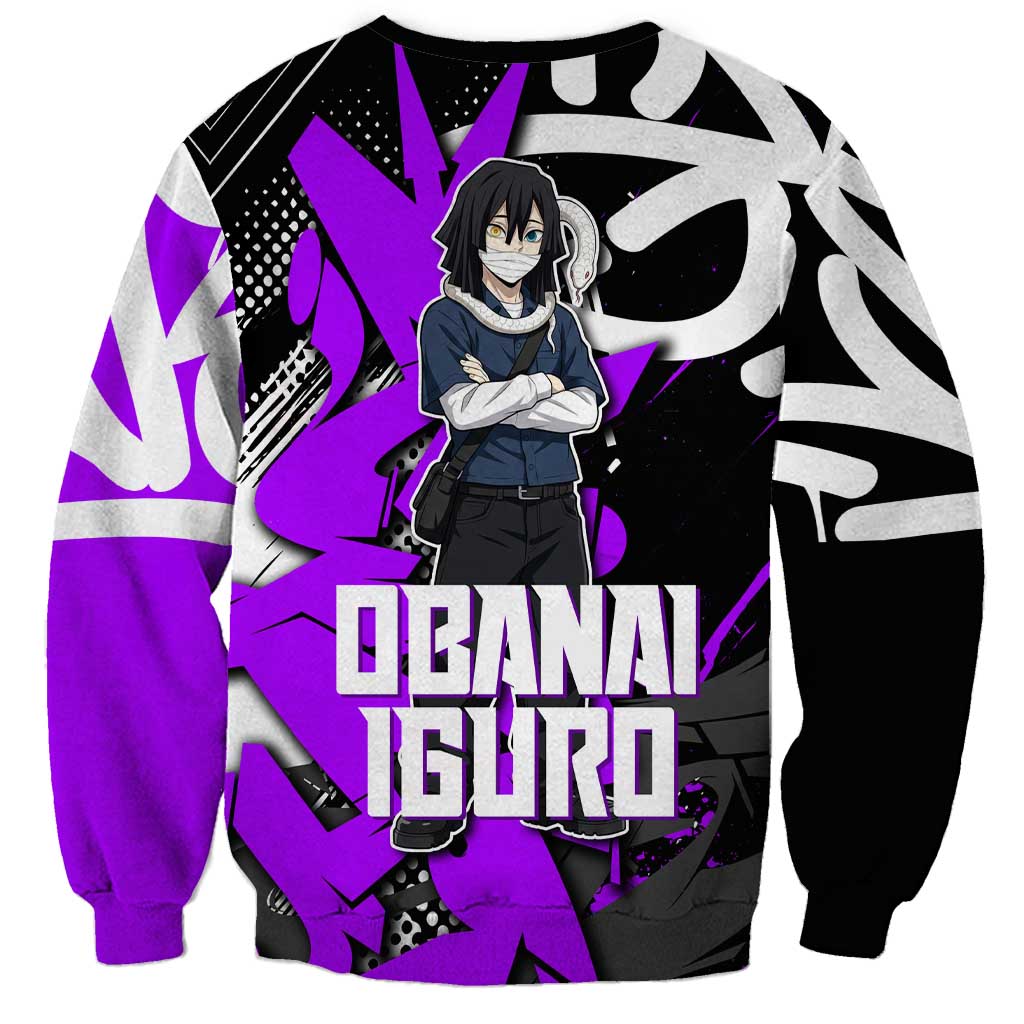 Obanai Iguro Demon Slayer Sweatshirt Purple Graffiti Anime Style