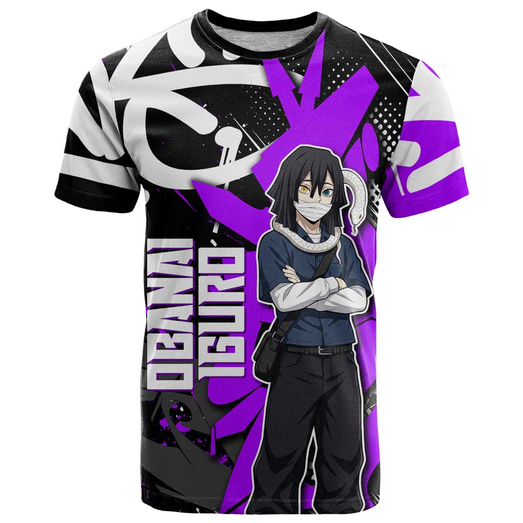 Obanai Iguro Demon Slayer T Shirt Purple Graffiti Anime Style