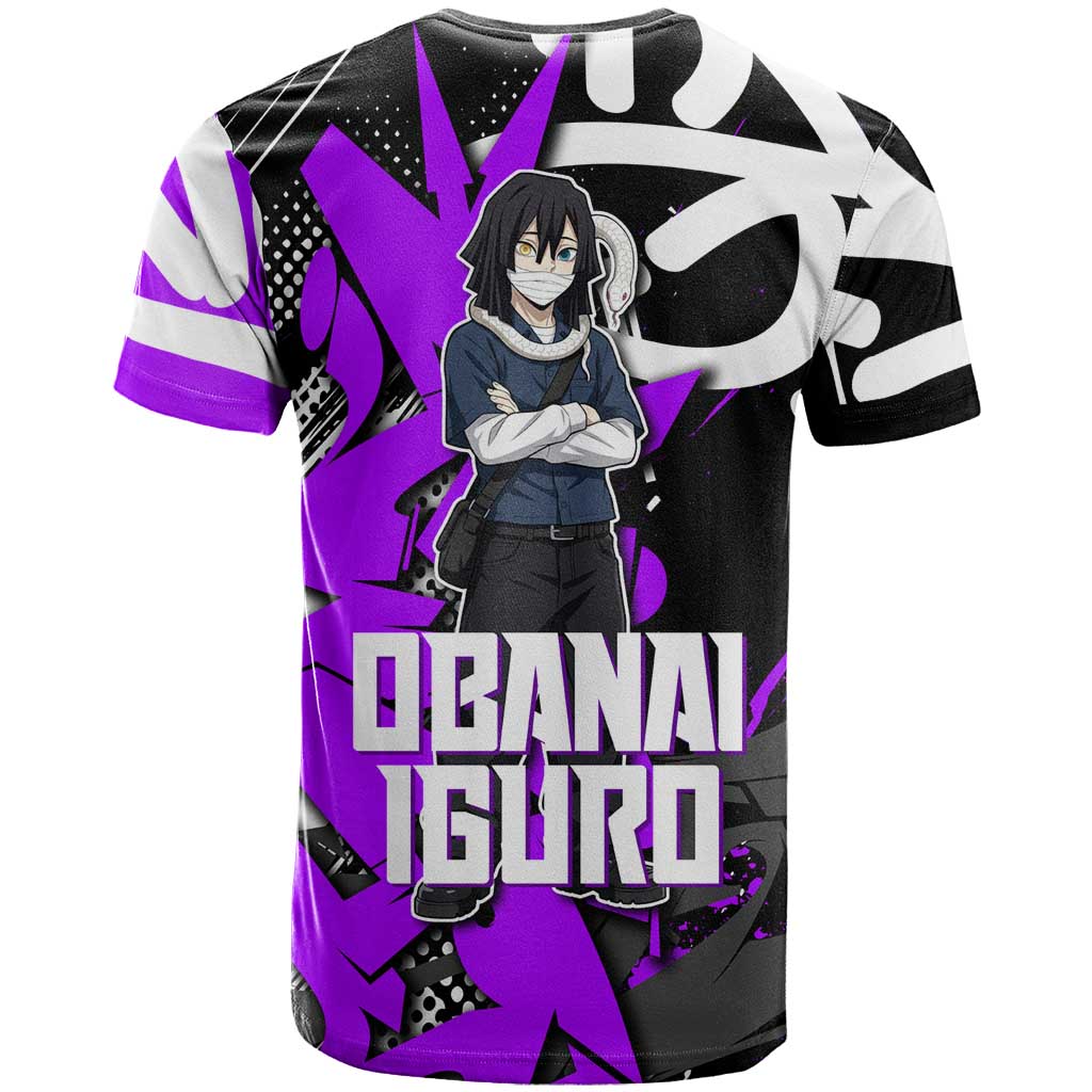Obanai Iguro Demon Slayer T Shirt Purple Graffiti Anime Style