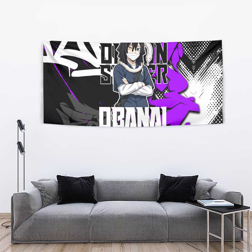 Obanai Iguro Demon Slayer Tapestry Purple Graffiti Anime Style