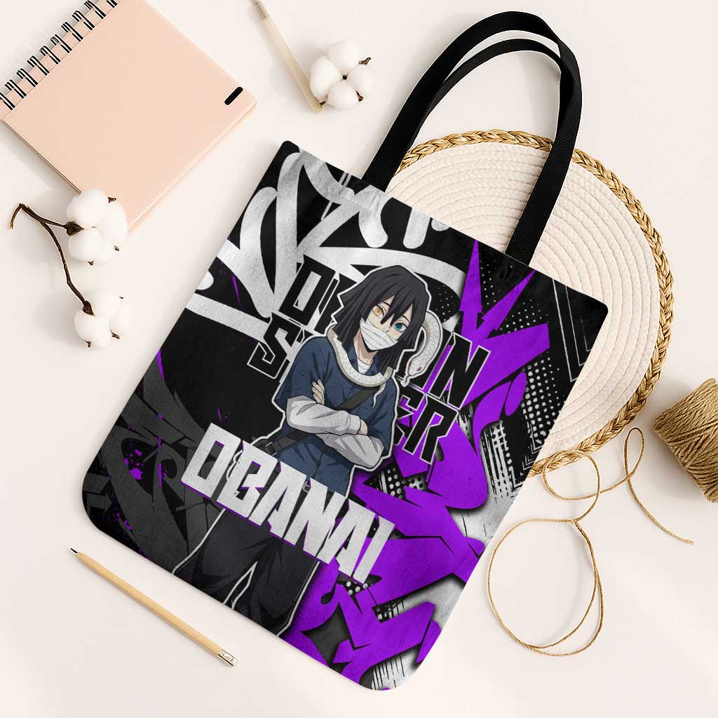 Obanai Iguro Demon Slayer Tote Bag Purple Graffiti Anime Style
