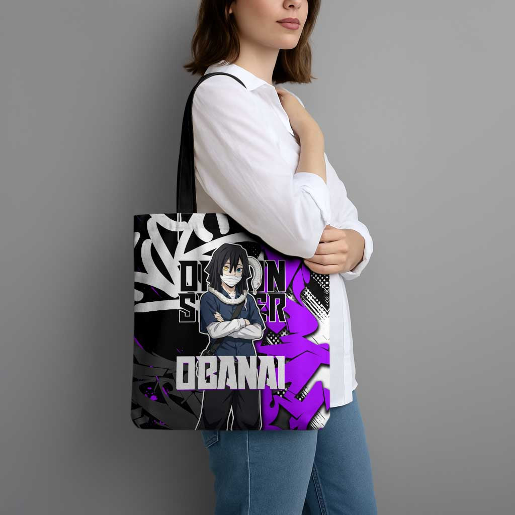 Obanai Iguro Demon Slayer Tote Bag Purple Graffiti Anime Style
