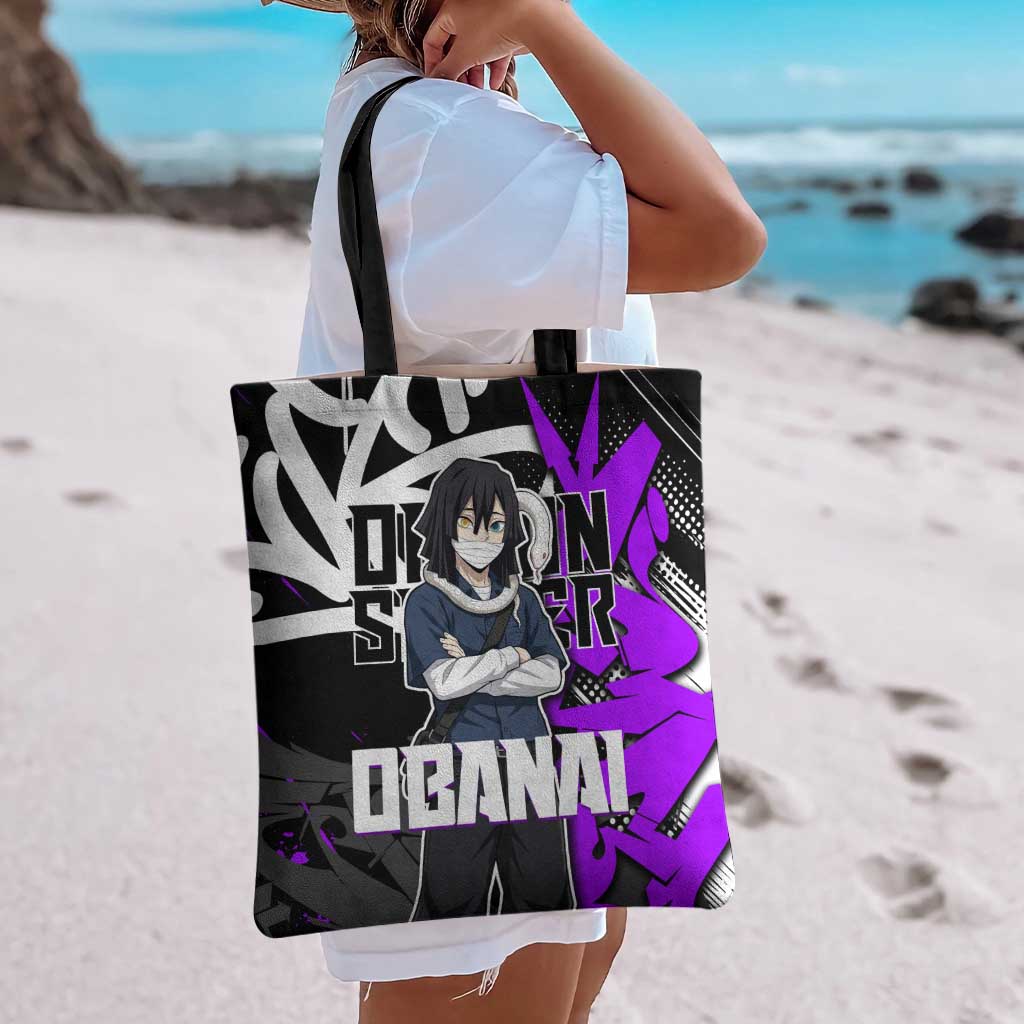 Obanai Iguro Demon Slayer Tote Bag Purple Graffiti Anime Style
