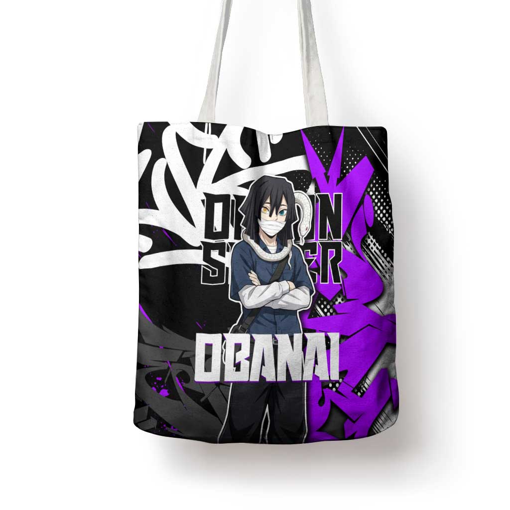Obanai Iguro Demon Slayer Tote Bag Purple Graffiti Anime Style