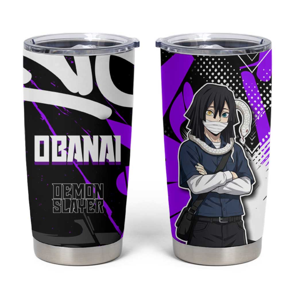 Obanai Iguro Demon Slayer Tumbler Cup Purple Graffiti Anime Style