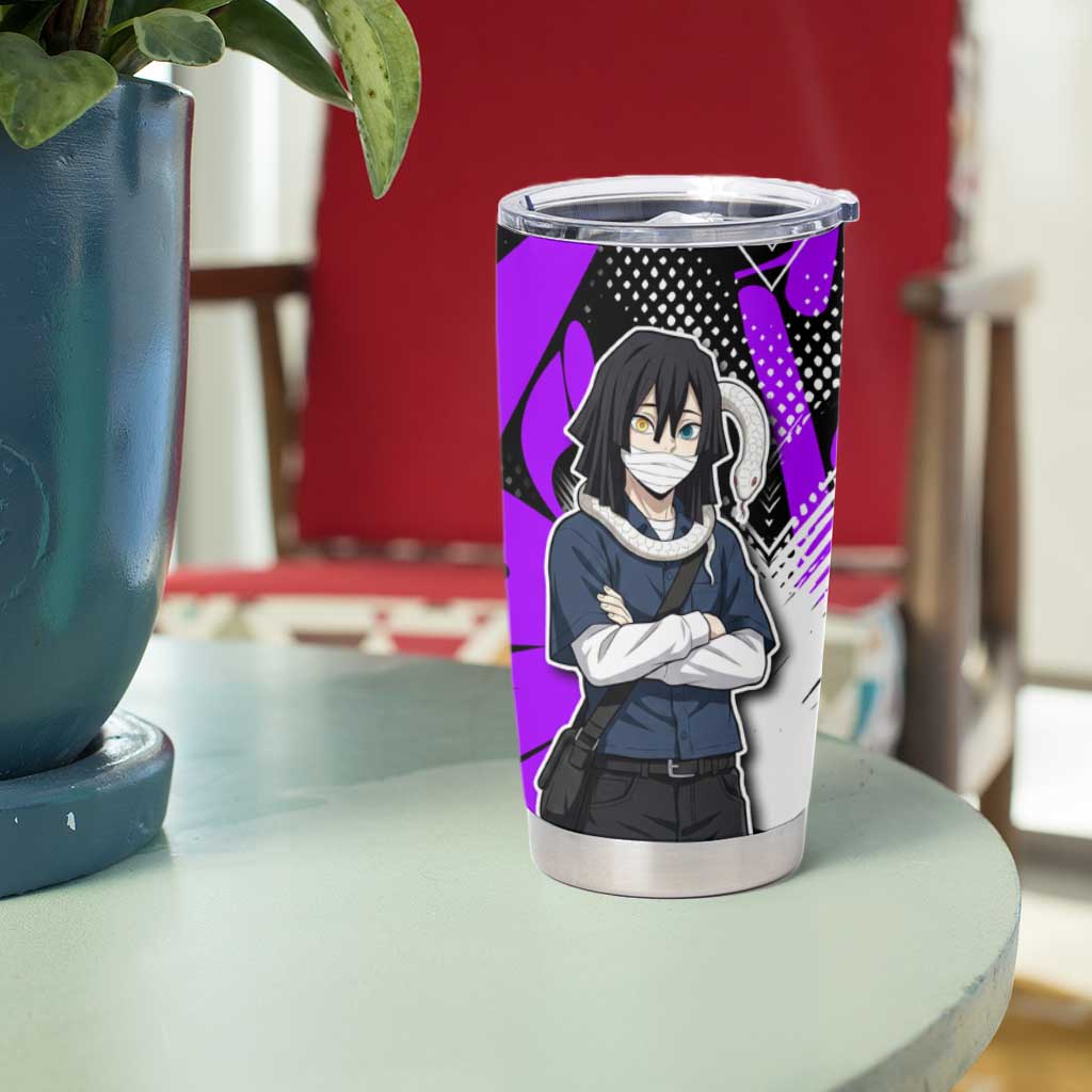 Obanai Iguro Demon Slayer Tumbler Cup Purple Graffiti Anime Style