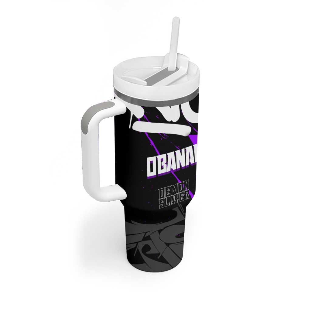 Obanai Iguro Demon Slayer Tumbler With Handle Purple Graffiti Anime Style