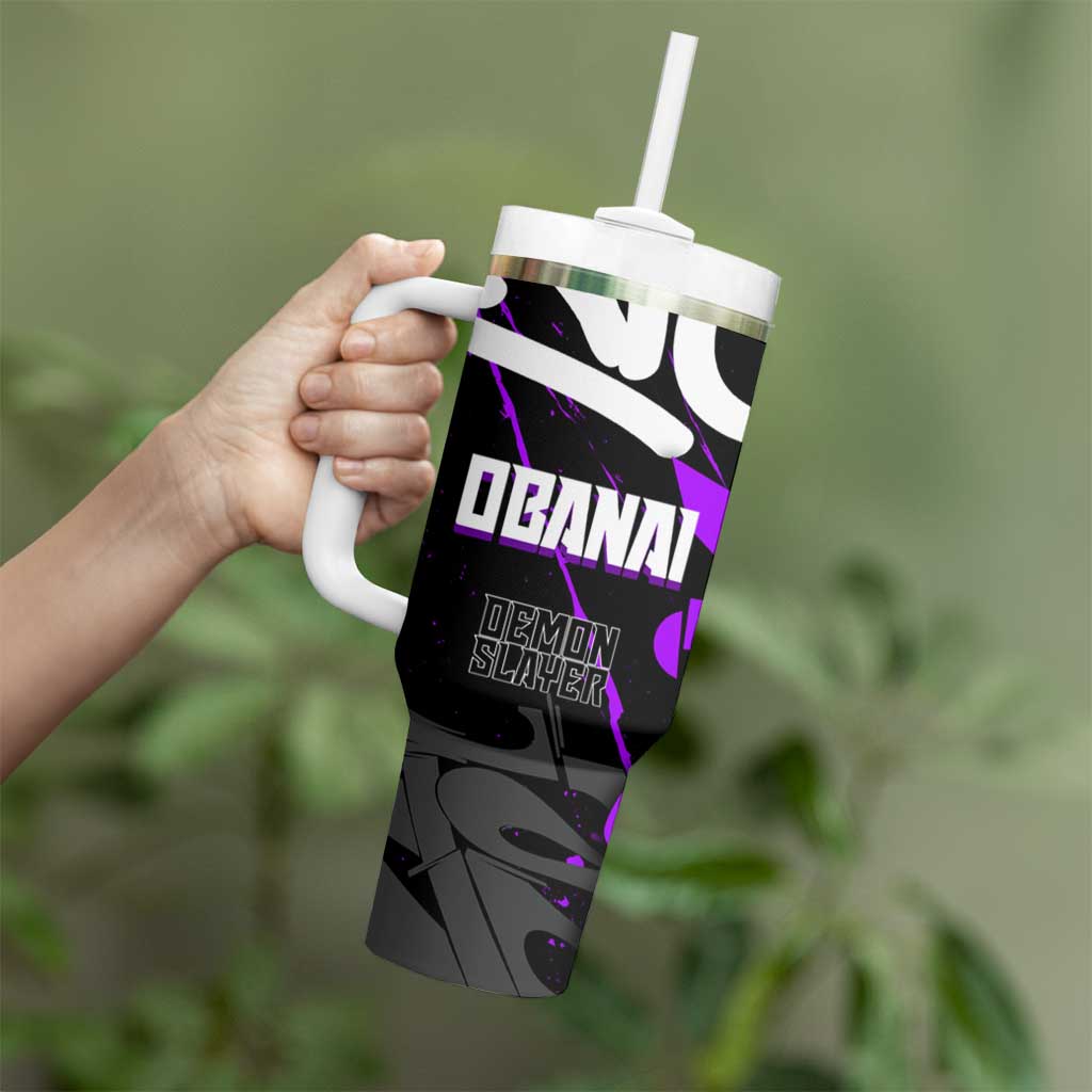 Obanai Iguro Demon Slayer Tumbler With Handle Purple Graffiti Anime Style