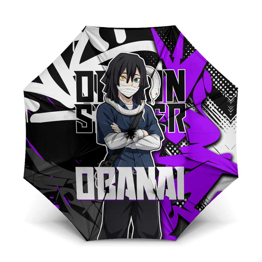 Obanai Iguro Demon Slayer Umbrella Purple Graffiti Anime Style