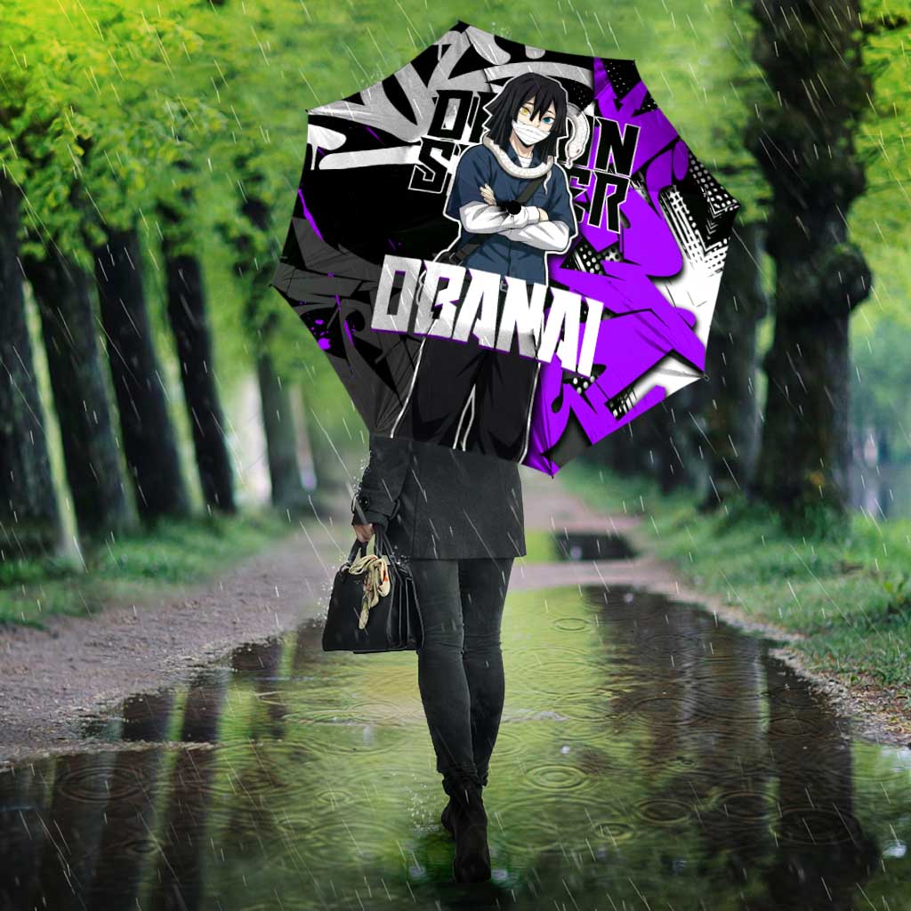 Obanai Iguro Demon Slayer Umbrella Purple Graffiti Anime Style