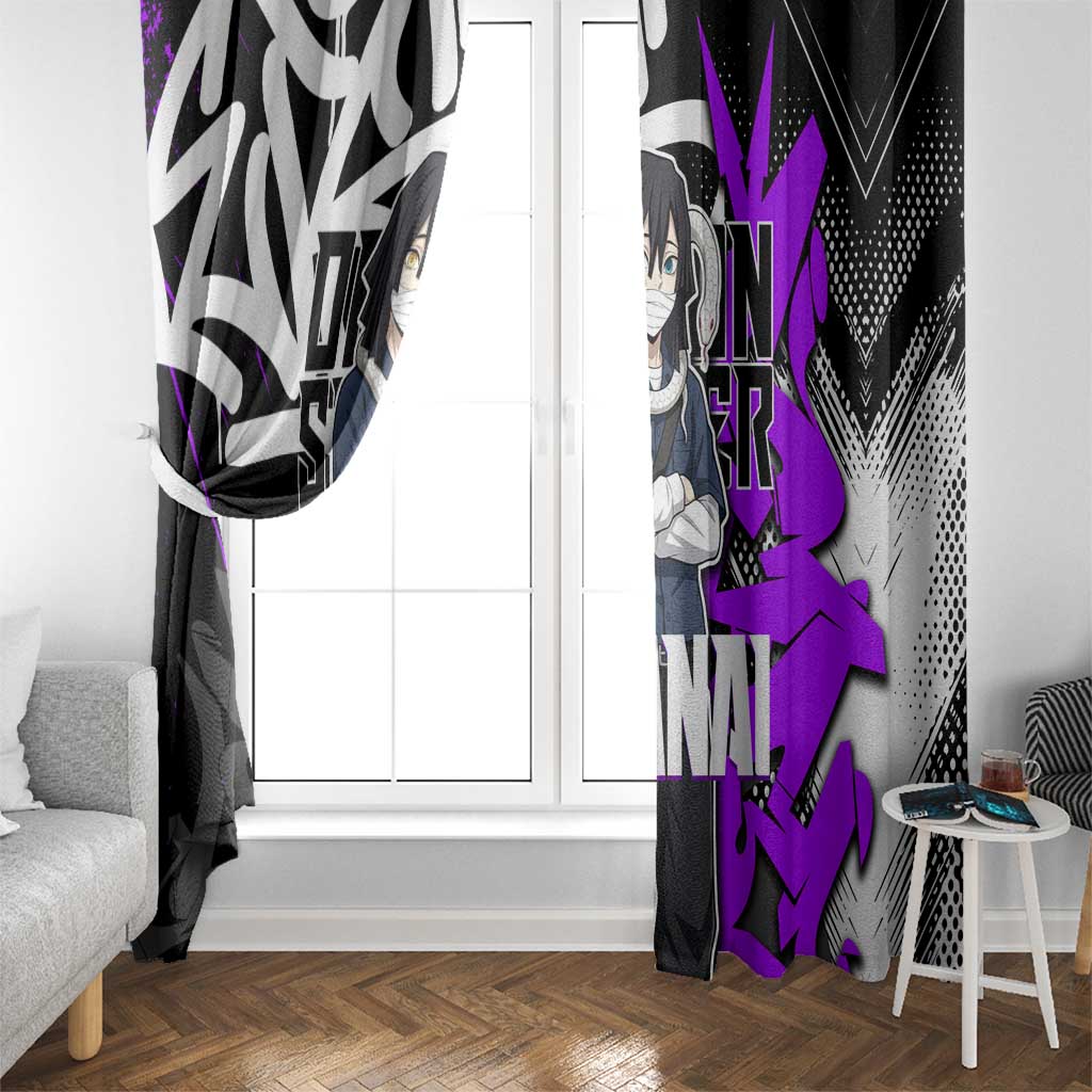 Obanai Iguro Demon Slayer Window Curtain Purple Graffiti Anime Style
