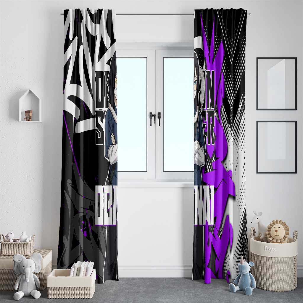 Obanai Iguro Demon Slayer Window Curtain Purple Graffiti Anime Style