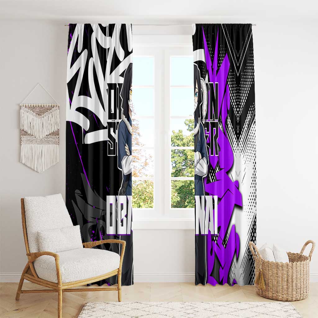 Obanai Iguro Demon Slayer Window Curtain Purple Graffiti Anime Style