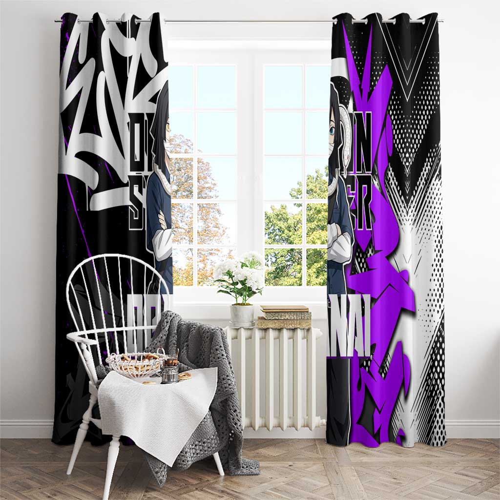Obanai Iguro Demon Slayer Window Curtain Purple Graffiti Anime Style