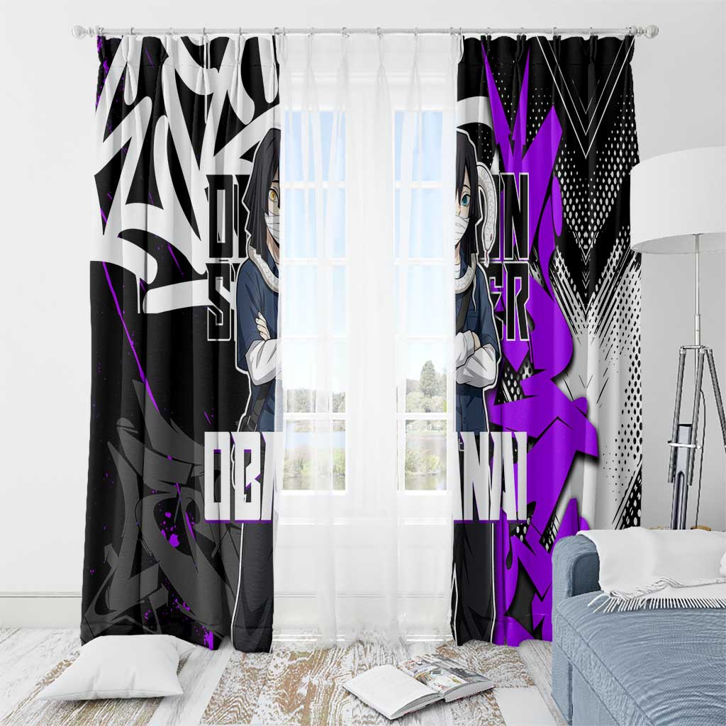 Obanai Iguro Demon Slayer Window Curtain Purple Graffiti Anime Style