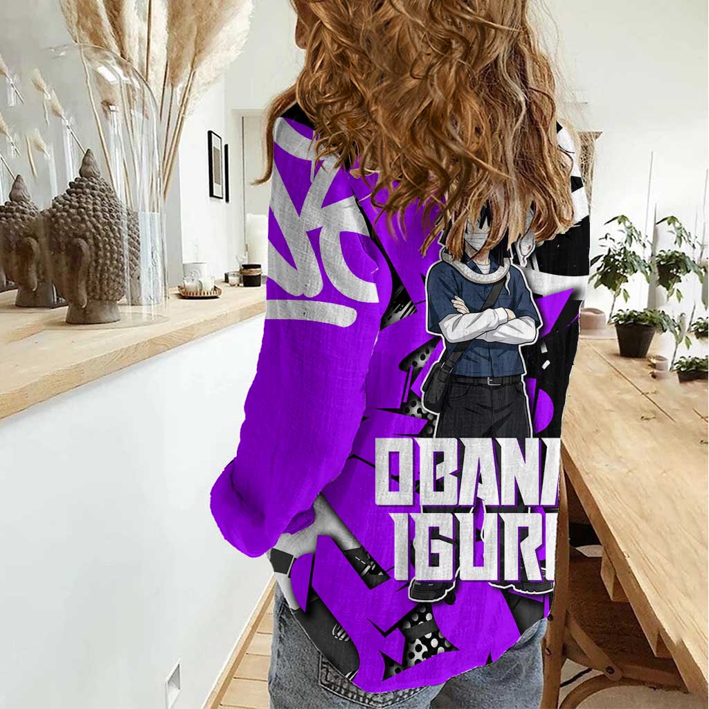 Obanai Iguro Demon Slayer Women Casual Shirt Purple Graffiti Anime Style
