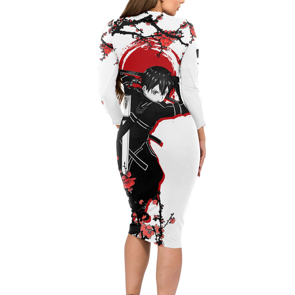 Kirito Long Sleeve Bodycon Dress Sword Art Online Anime Japan Style