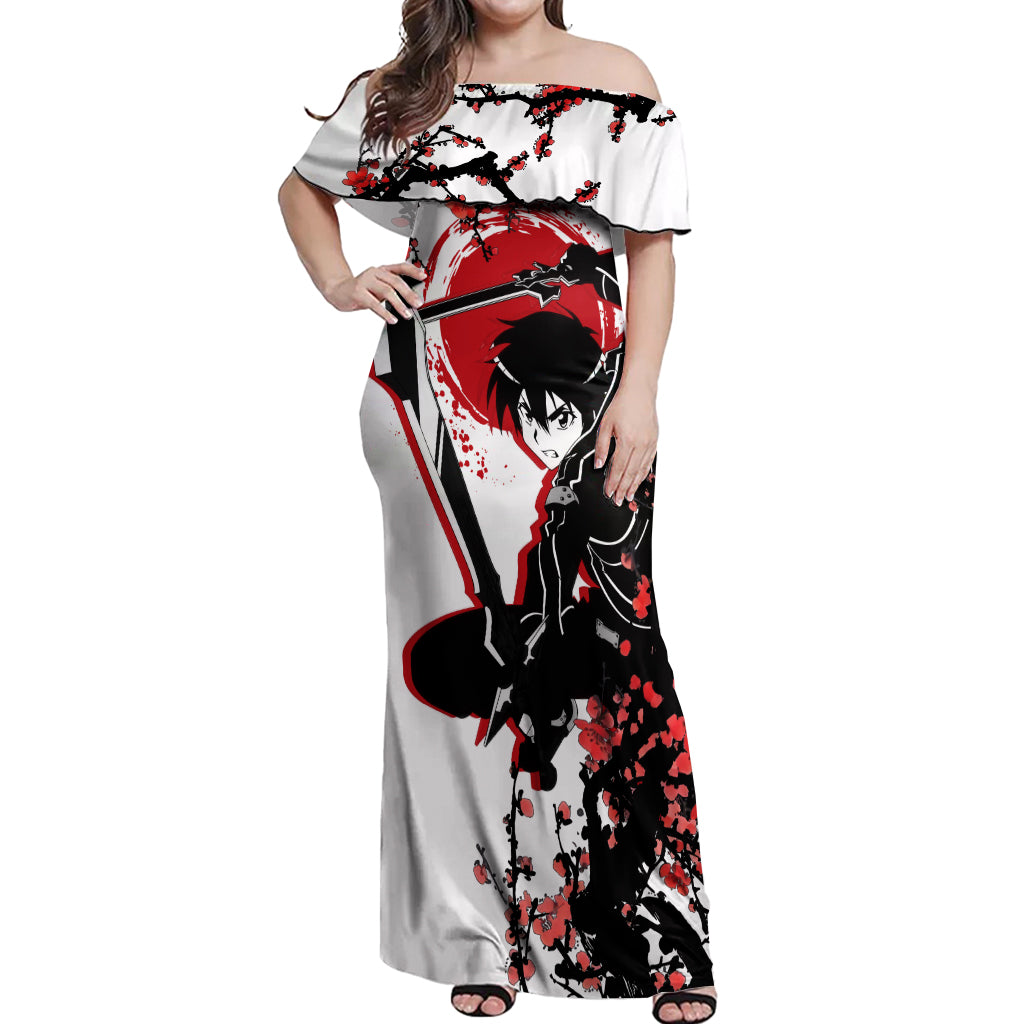 Kirito Off Shoulder Maxi Dress Sword Art Online Anime Japan Style