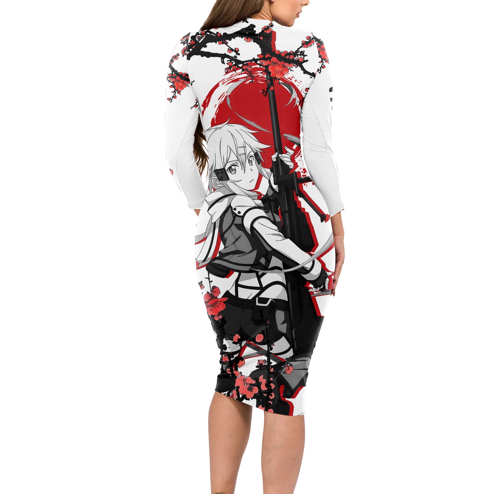 Sinon Long Sleeve Bodycon Dress Sword Art Online Anime Japan Style