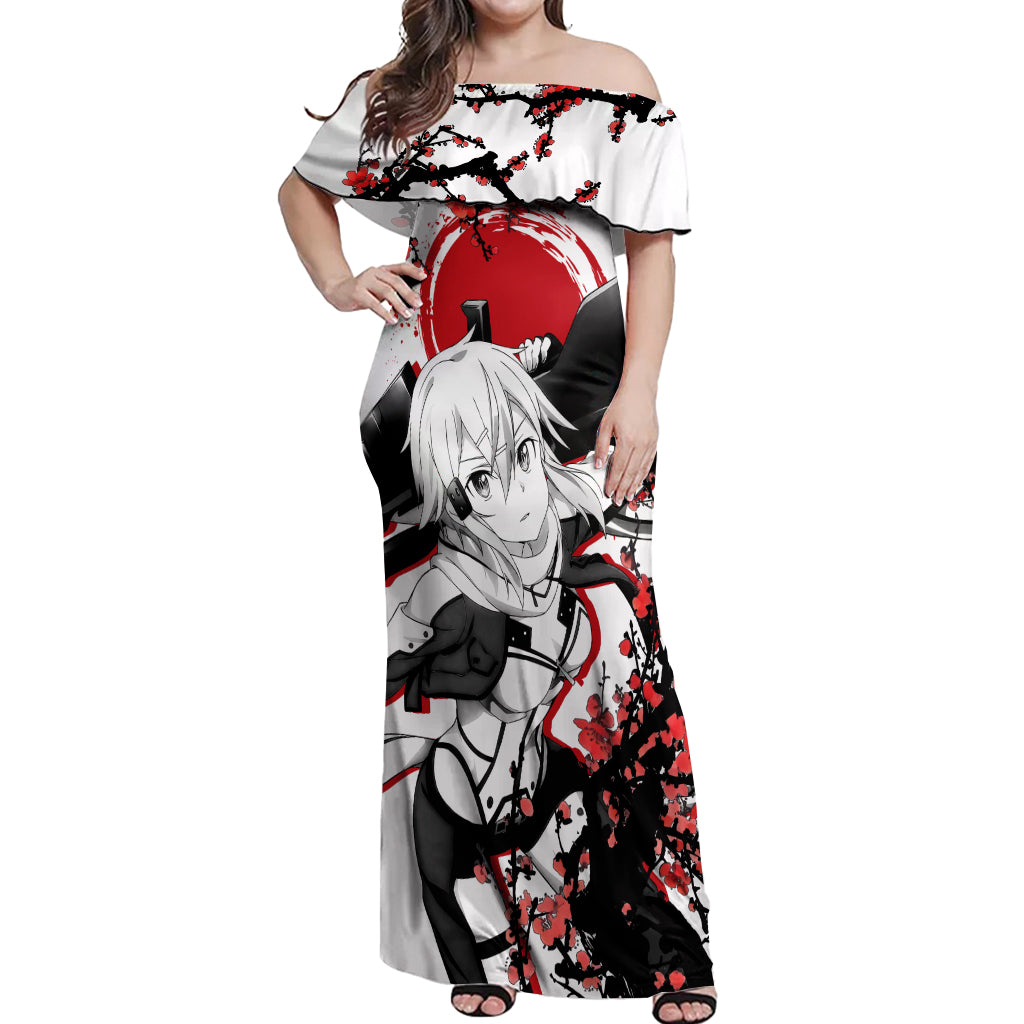 Sinon Off Shoulder Maxi Dress Sword Art Online Anime Japan Style