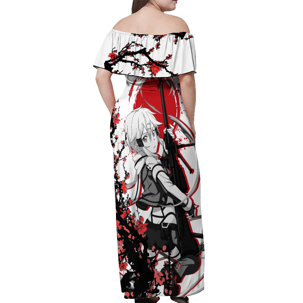 Sinon Off Shoulder Maxi Dress Sword Art Online Anime Japan Style