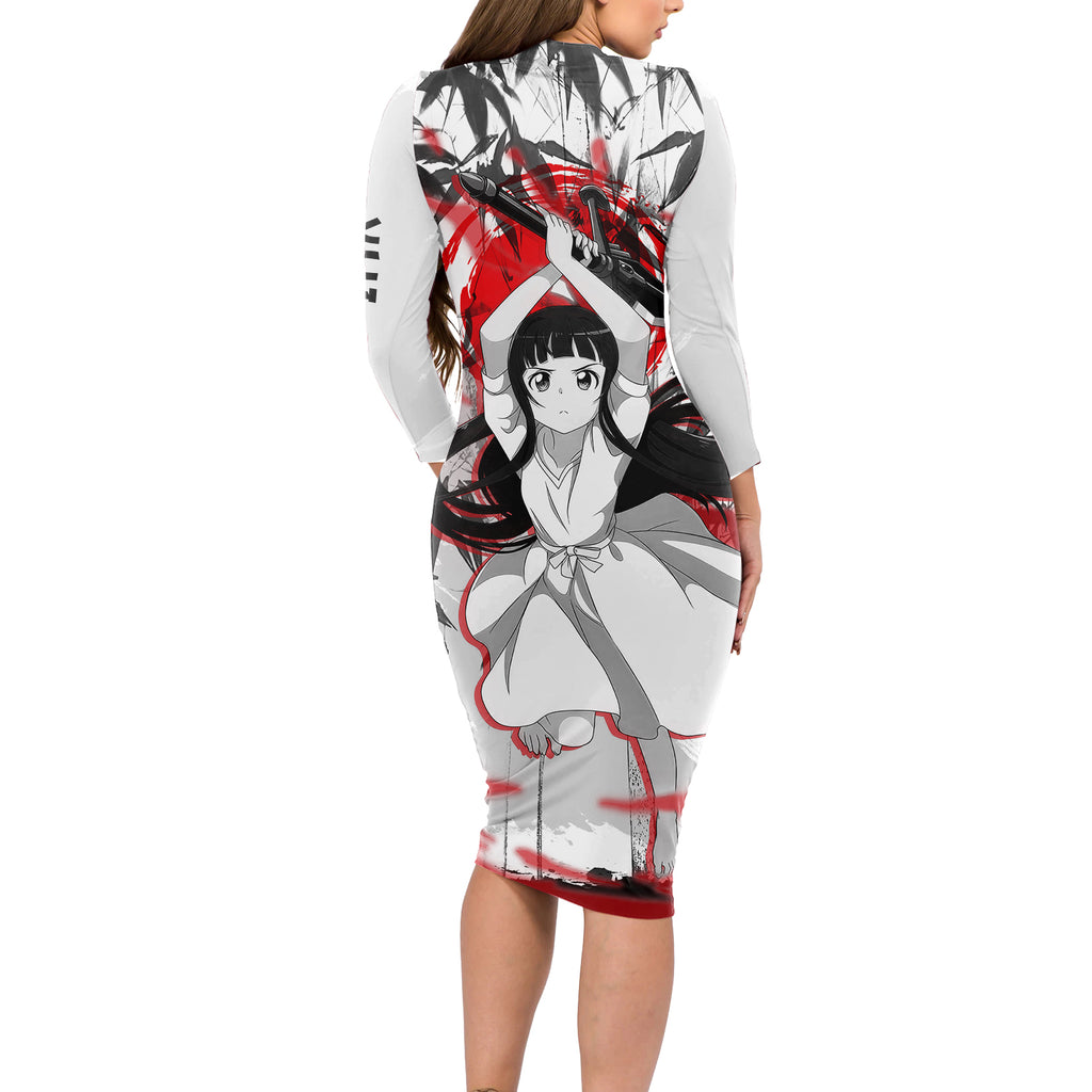 Yui Japan Style Long Sleeve Bodycon Dress Sword Art Online